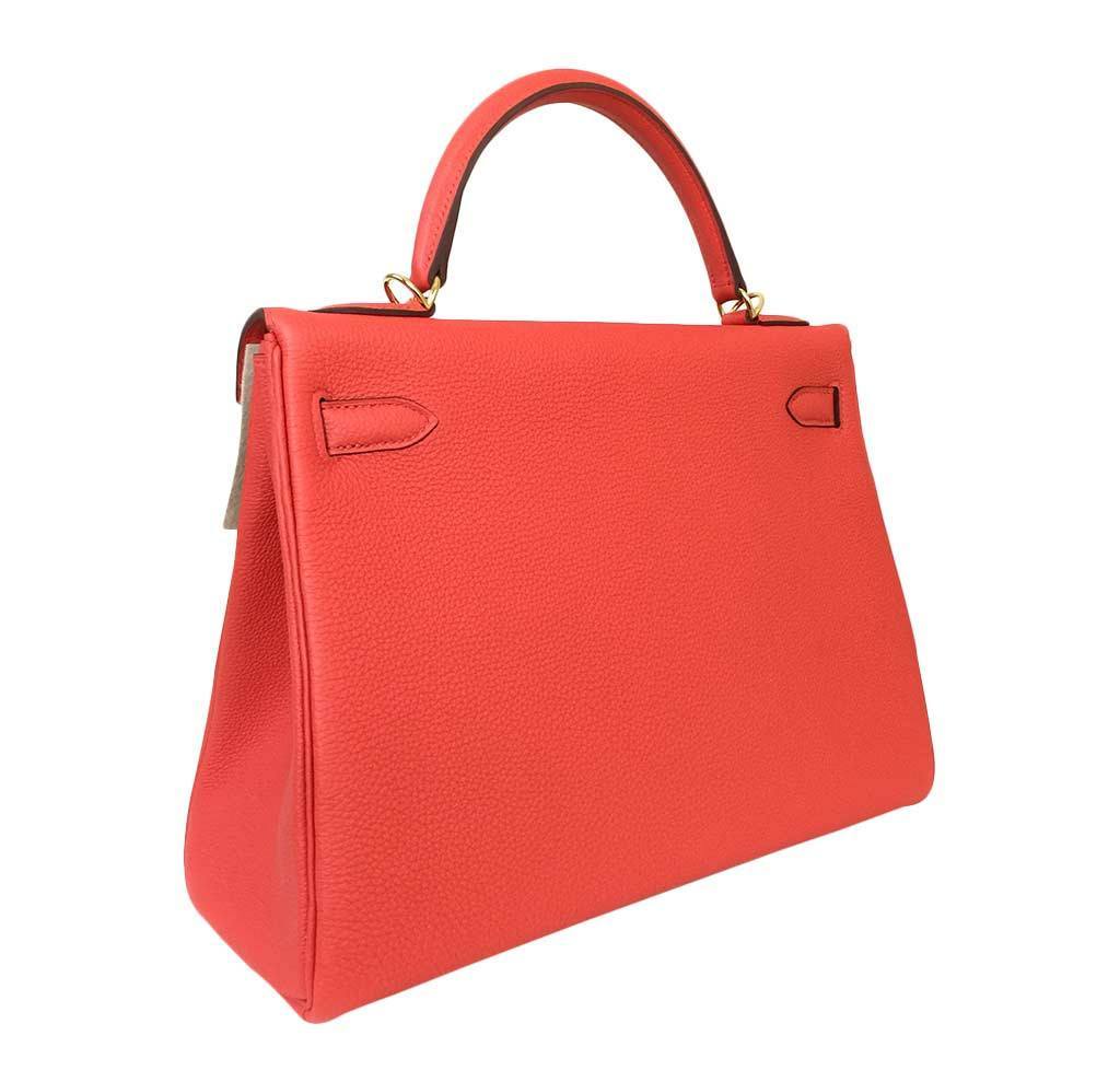 Hermès Kelly 32 Capucine Togo Bag GHW