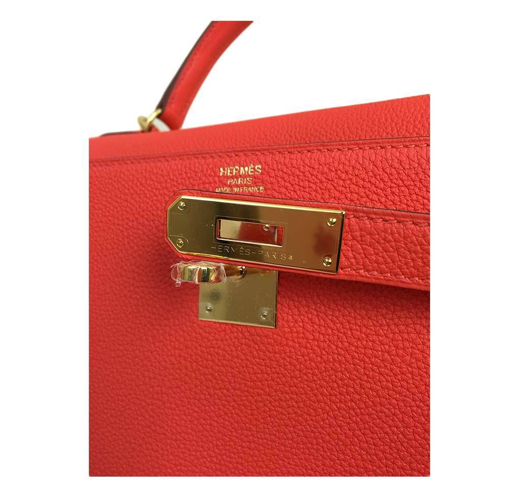 Hermès Kelly 32 Capucine Togo Bag GHW