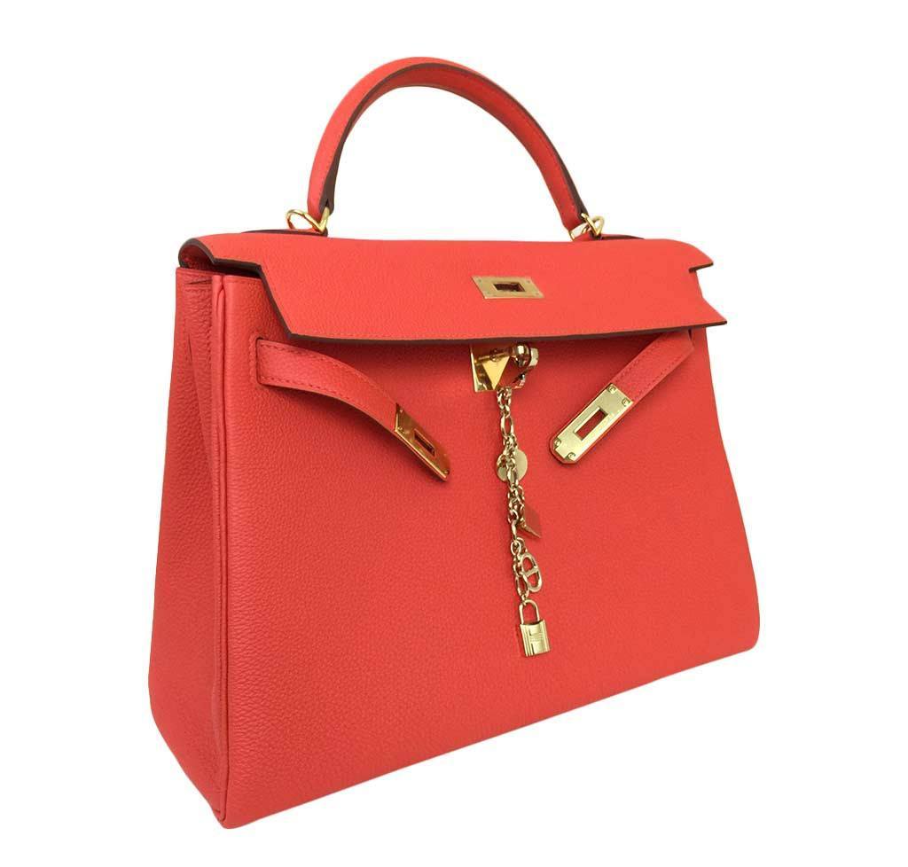 Hermès Kelly 32 Capucine Togo Bag GHW