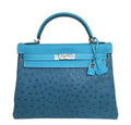 Hermès Limited Edition Kelly 32 Blue Green Bag