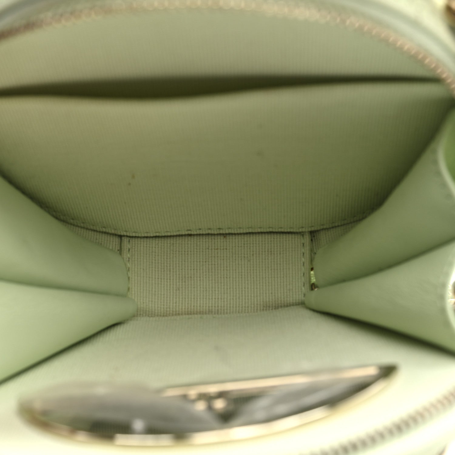Chanel Caviar Quilted Round Handle With Care Vanity With Chain Light Green