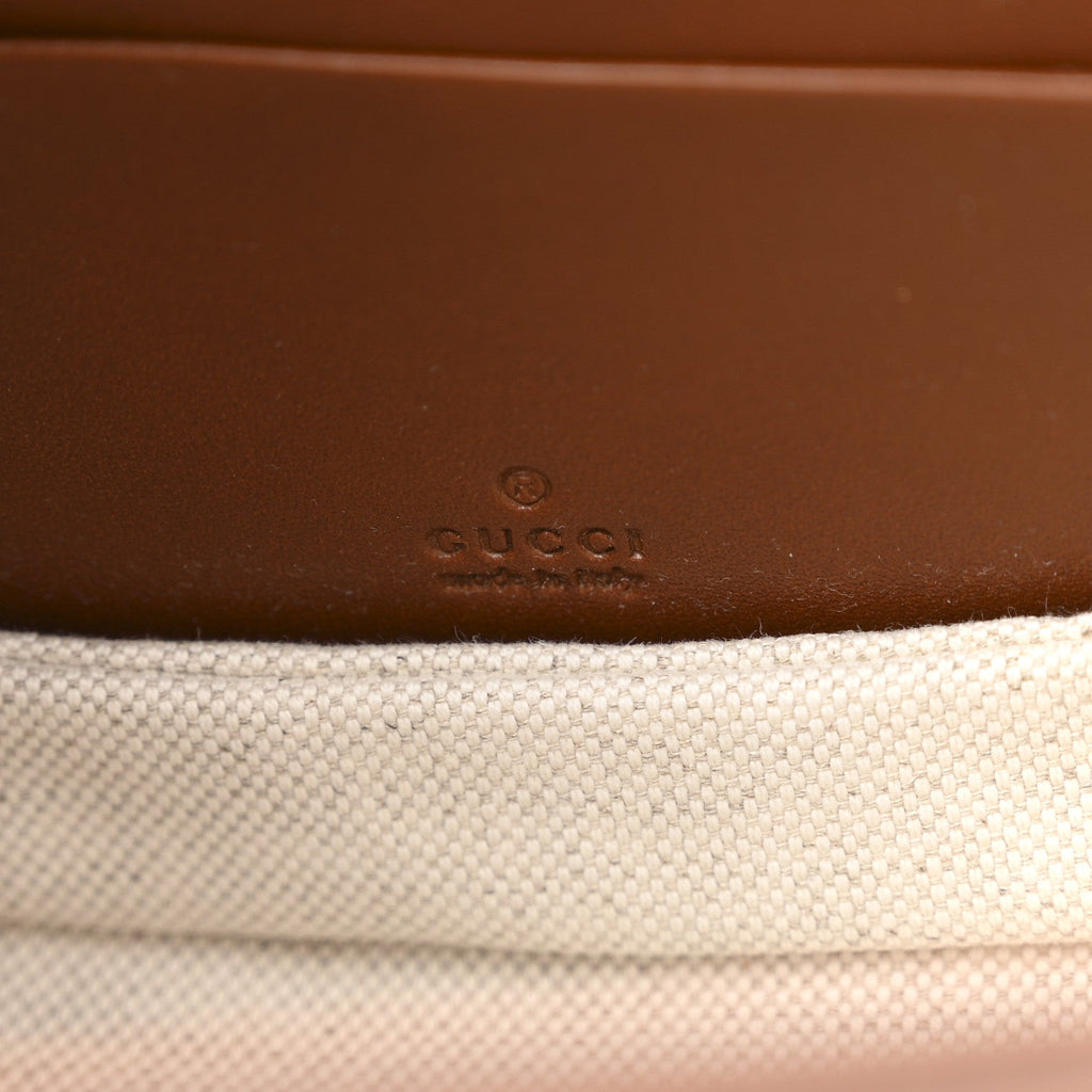 Gucci New Canvas Charisma Calfskin Crystal GG Monogram Small Bamboo 1947 Top Handle Bag Camel Ebony