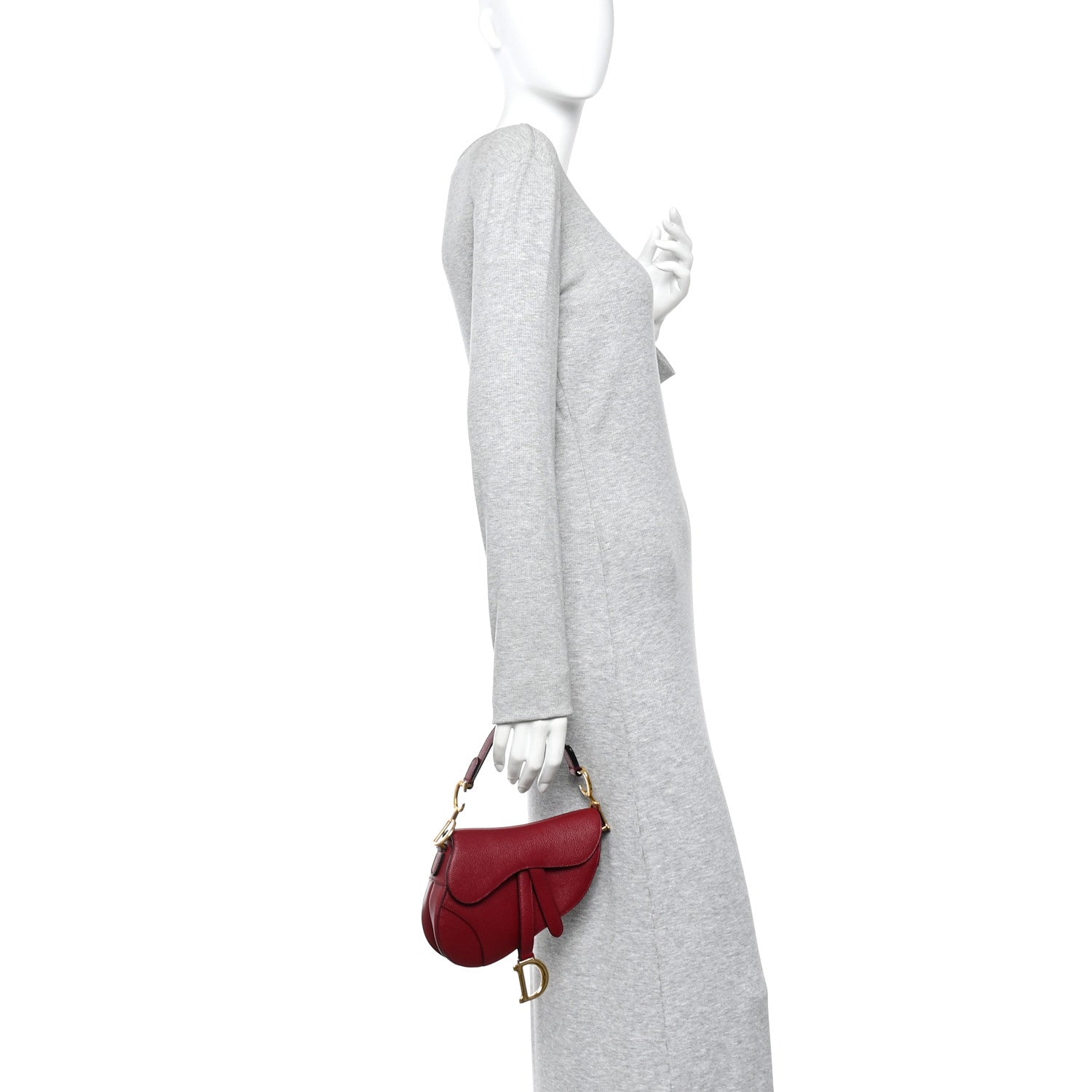 Christian Dior Grained Calfskin Mini Saddle Bag Red