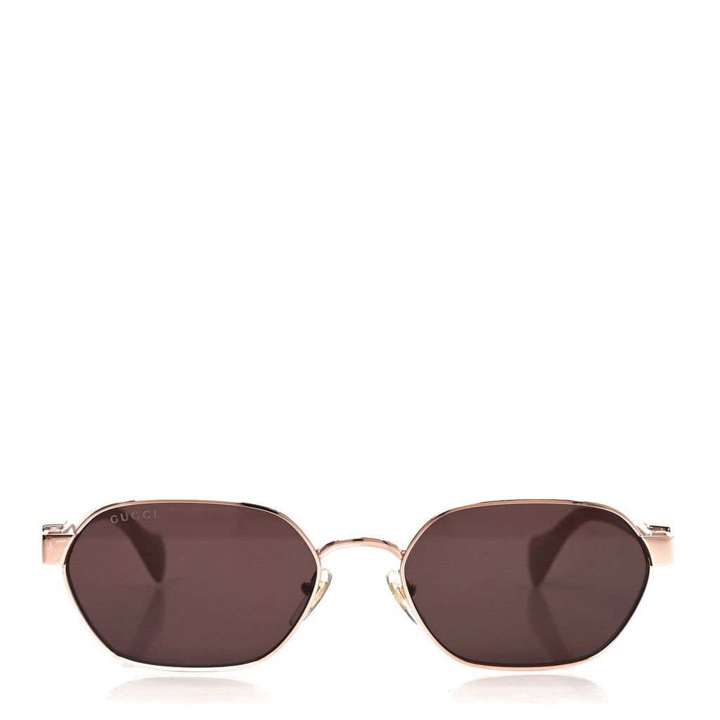 Gucci Metal Acetate Rectangular Frame Sunglasses GG1593S Rose Gold Pink