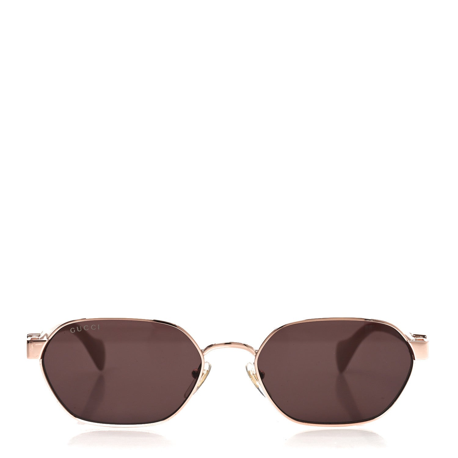 Gucci Metal Acetate Rectangular Frame Sunglasses GG1593S Rose Gold Pink