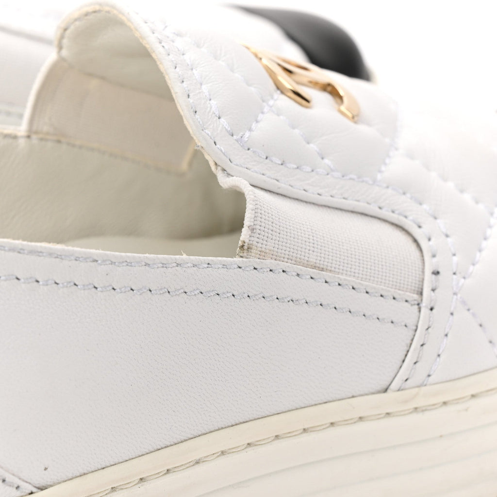 Lambskin Quilted Womens CC Stroll Sneakers 36 White