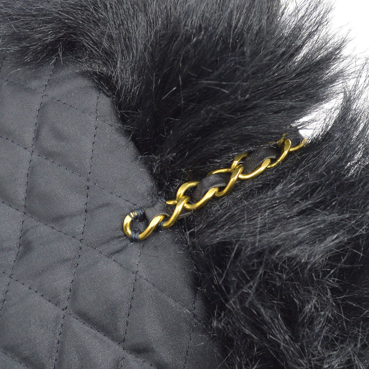 CHANEL 1994 Ivory Faux Fur Logo Arm Warmer Bag