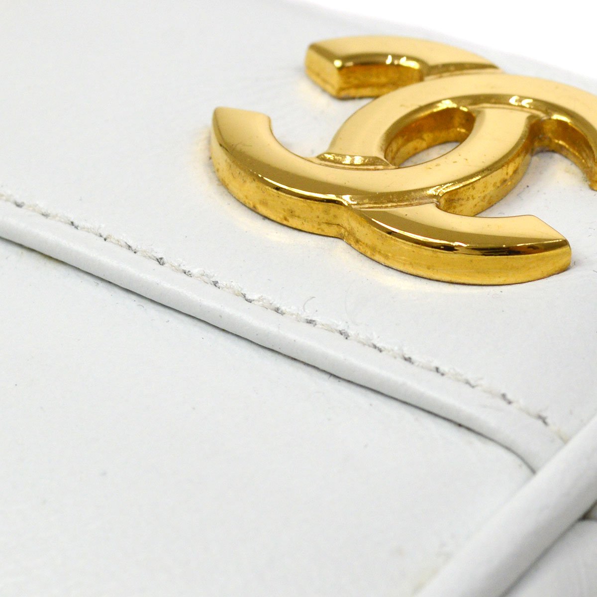 CHANEL 1991-1994 White Lambskin Triple CCs Belt Bag #85