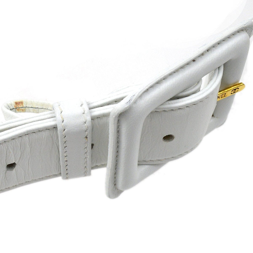 CHANEL 1991-1994 White Lambskin Triple CCs Belt Bag #85