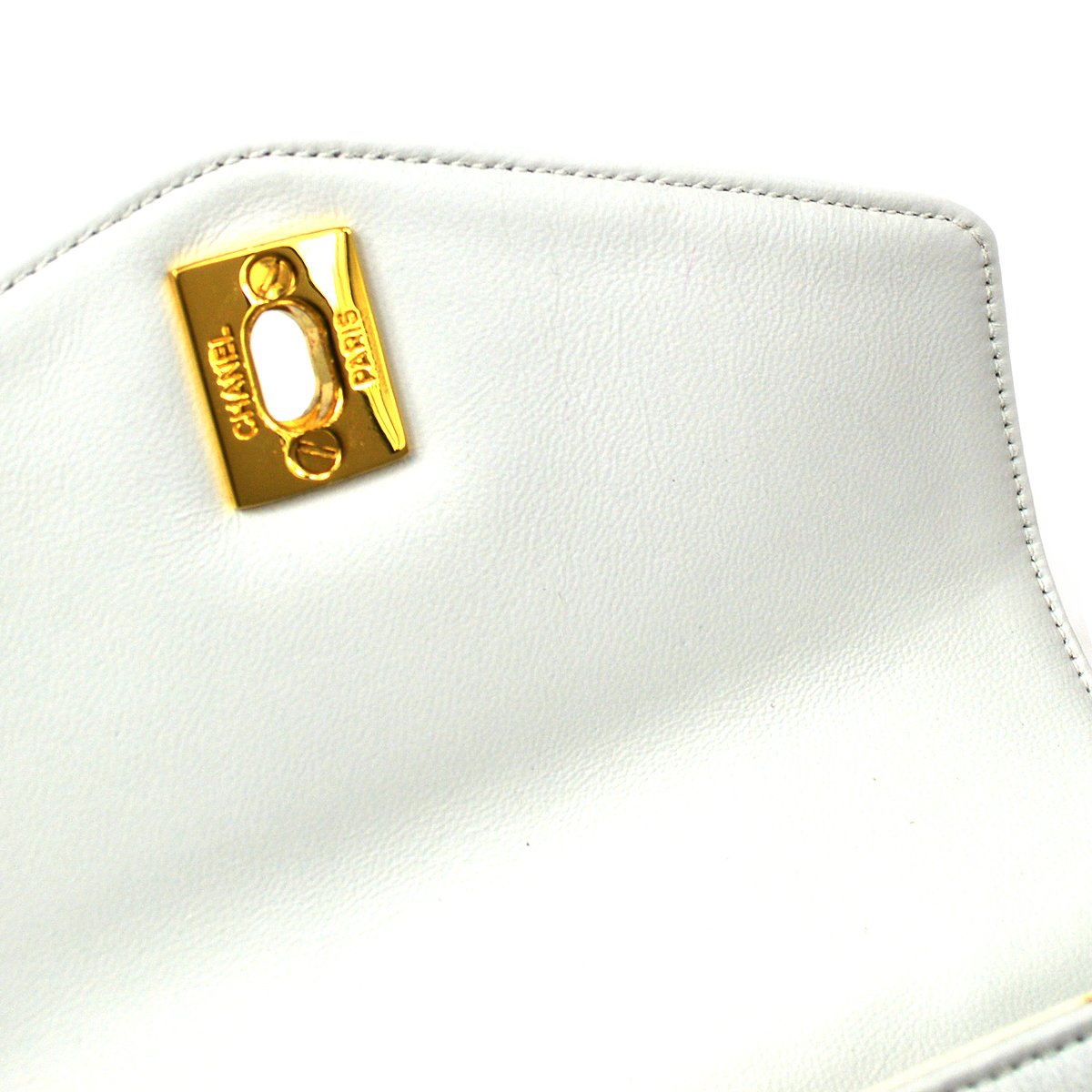 CHANEL 1991-1994 White Lambskin Triple CCs Belt Bag #85