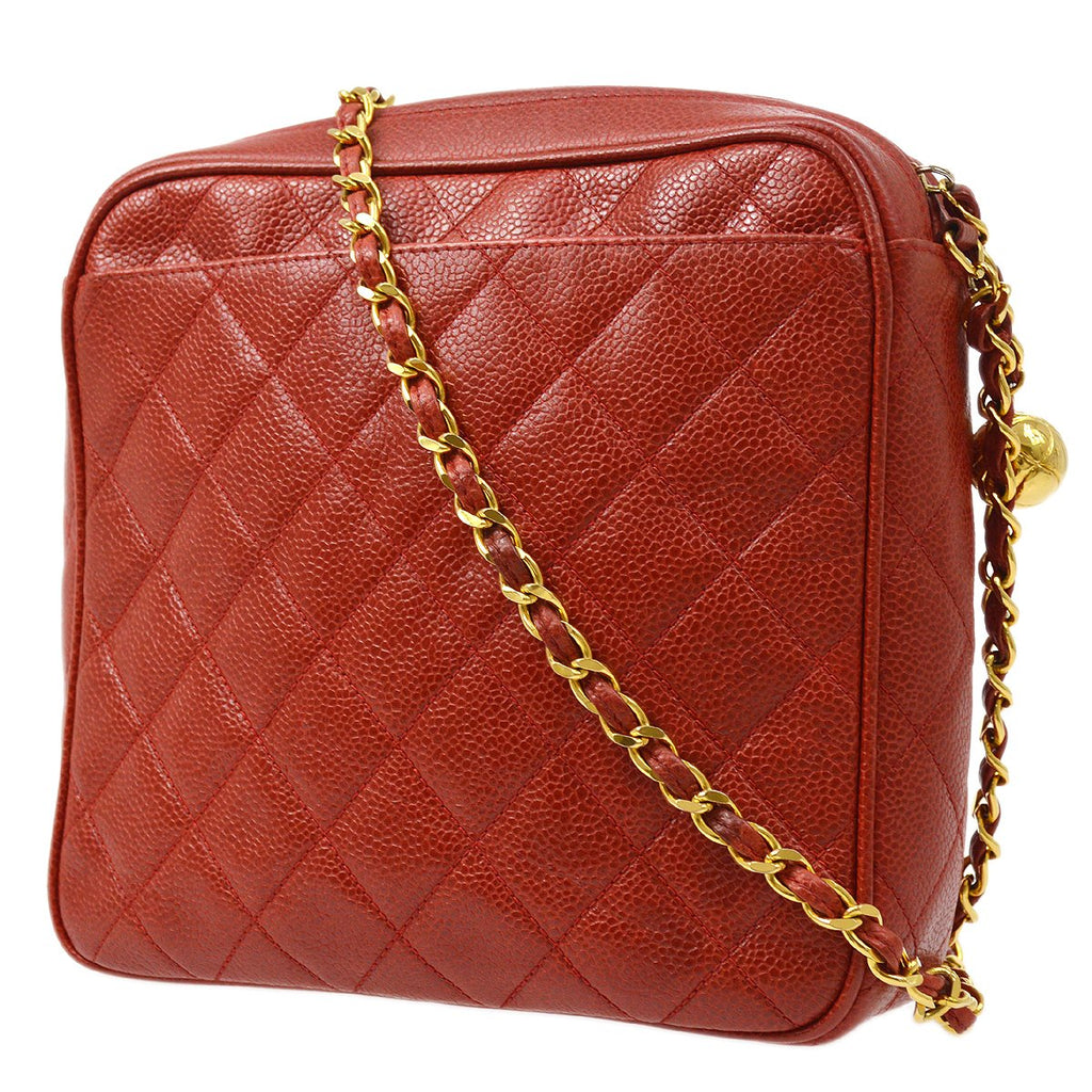 CHANEL 1994 Pocket Camera Bag Mini Red Caviar