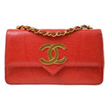 CHANEL 1989-1991 Red Lizard Pointed Flap Bag Mini