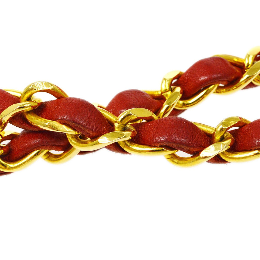 CHANEL 1989-1991 Red Lizard Pointed Flap Bag Mini
