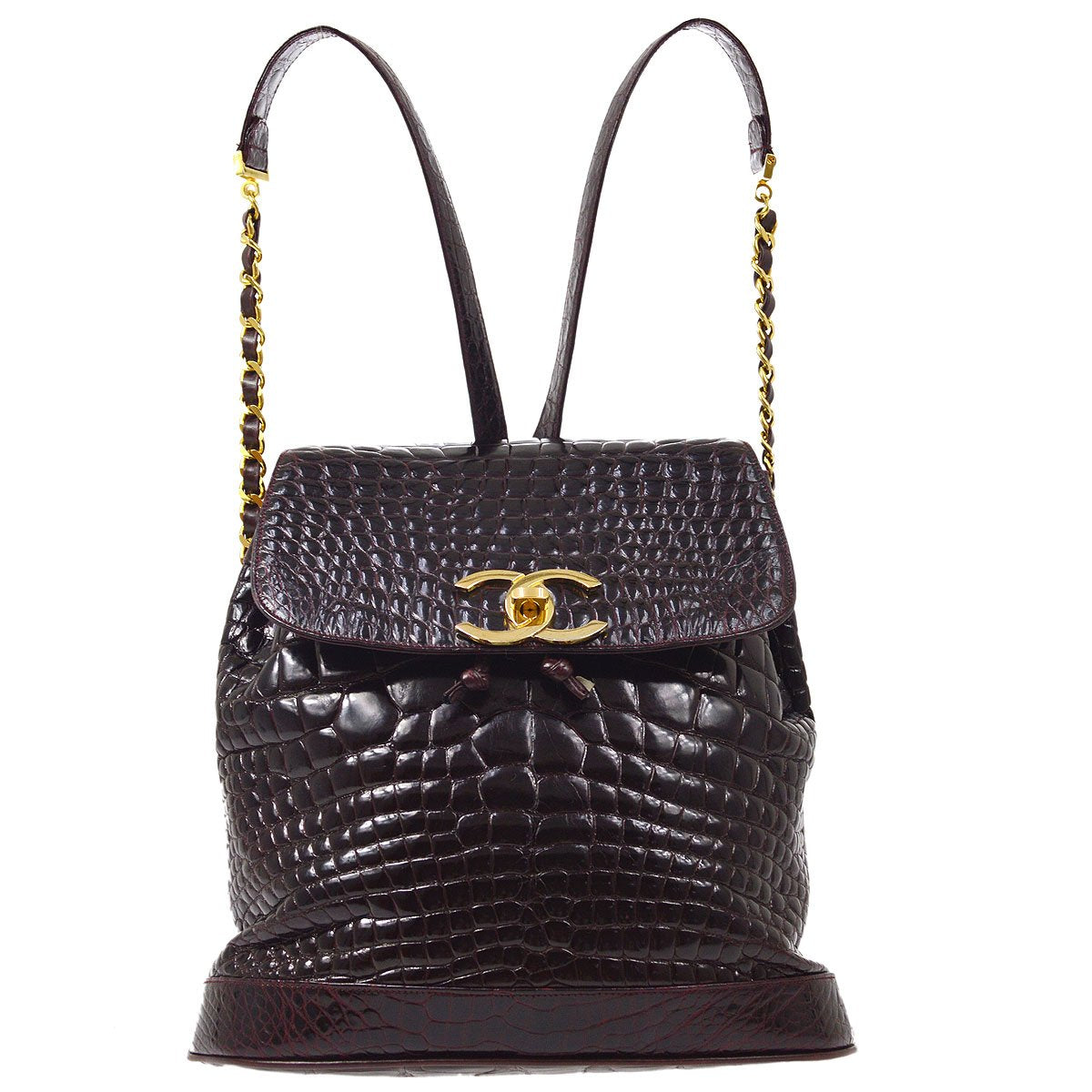 CHANEL * 1986-1988 Backpack Bordeaux Crocodile