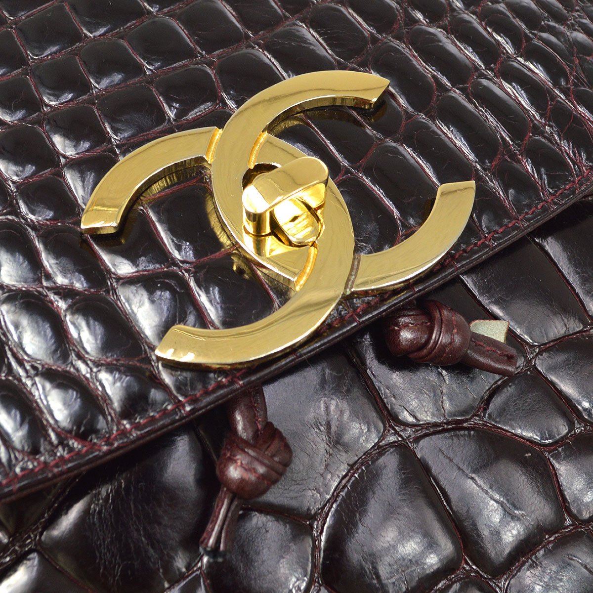 CHANEL * 1986-1988 Backpack Bordeaux Crocodile