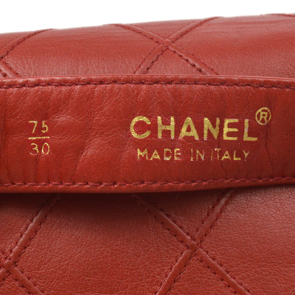 CHANEL 1980’s Red Lambskin Cosmoline Belt Bag #75