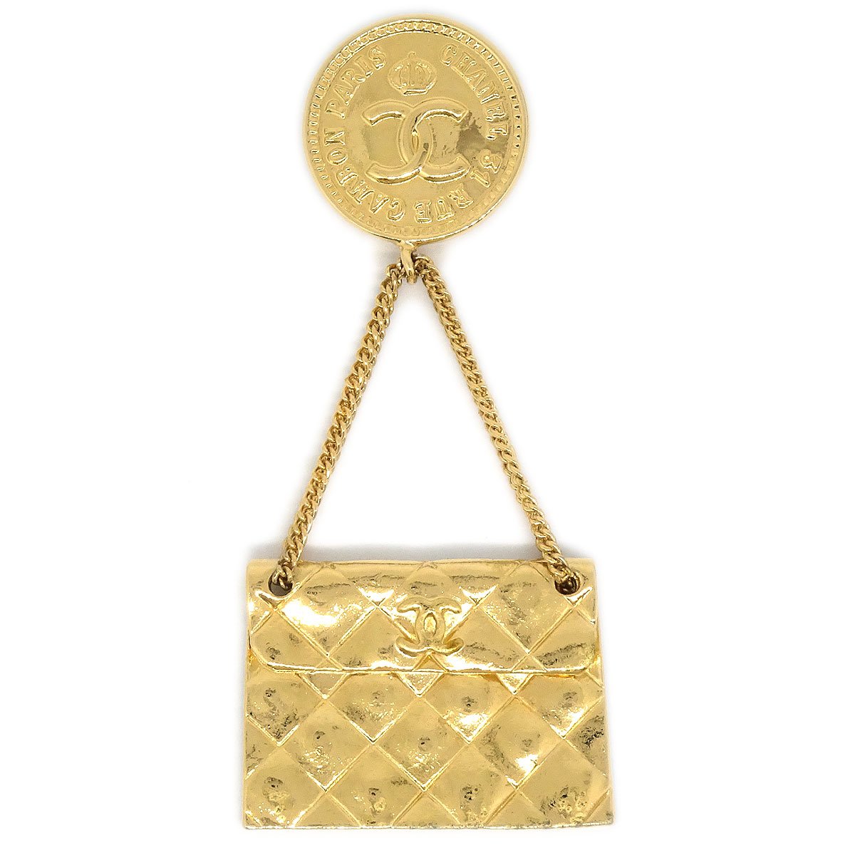CHANEL 1990 Bag Brooch Gold 25