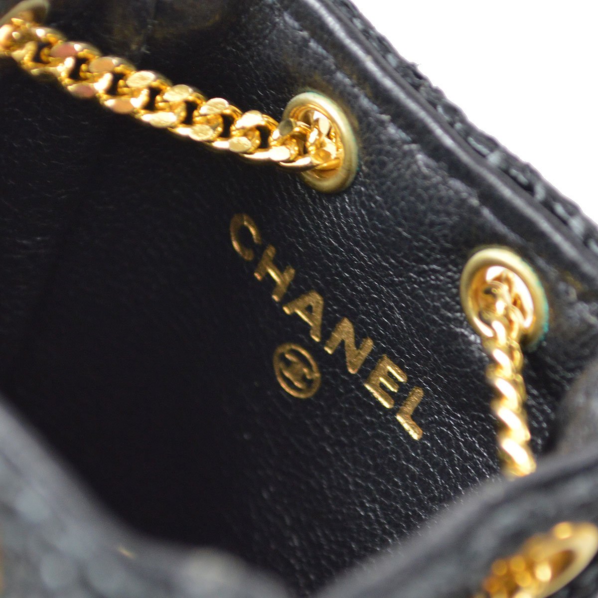 CHANEL Mini Pouch Black Straw Bag Charm
