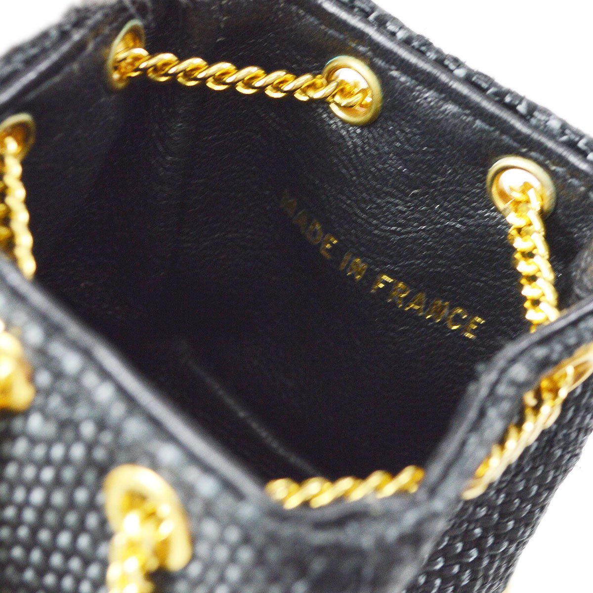 CHANEL Mini Pouch Black Straw Bag Charm