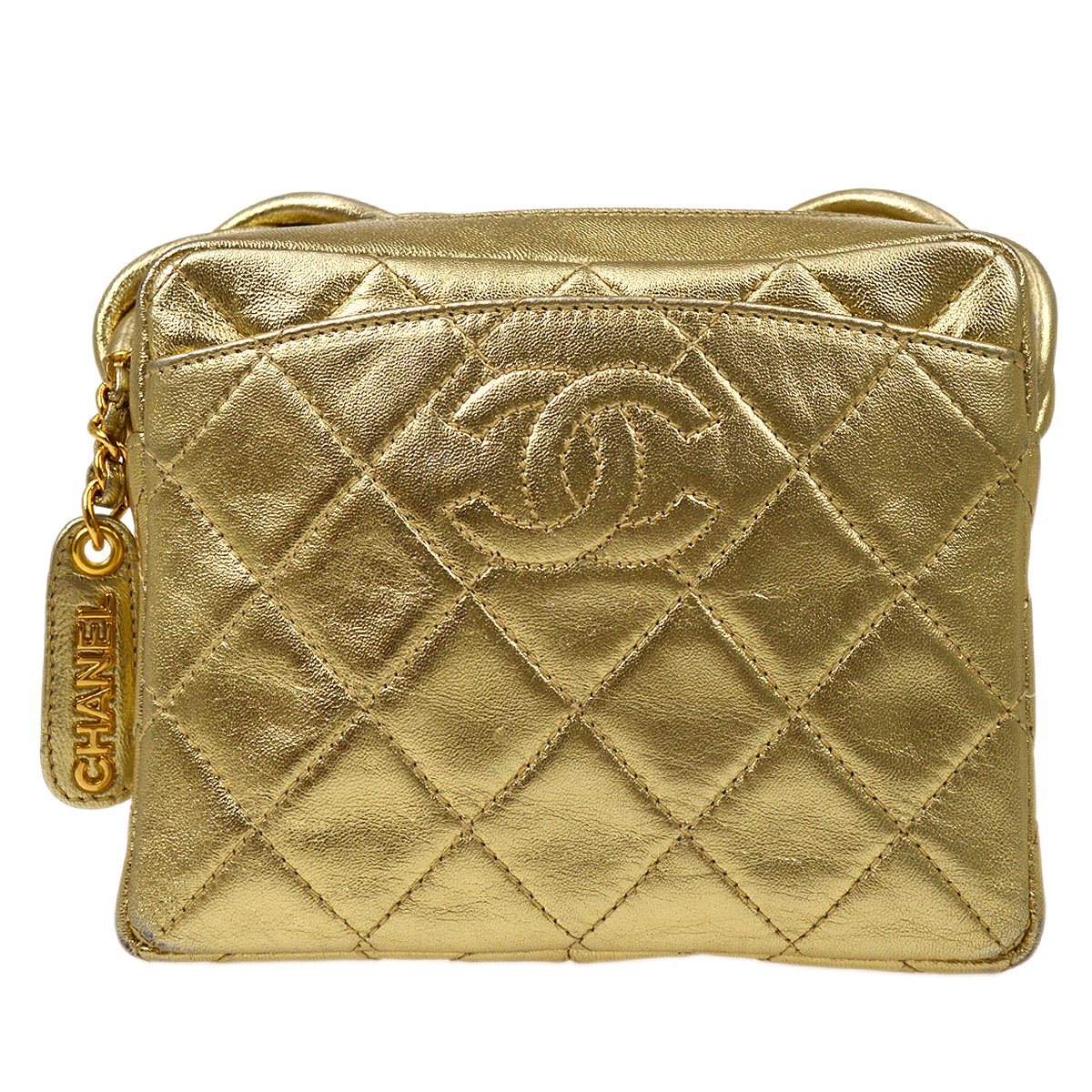 CHANEL 1996-1997 Gold Lambskin Pocket Camera Bag Mini