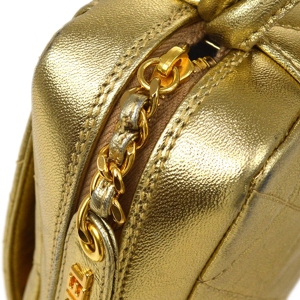 CHANEL 1996-1997 Gold Lambskin Pocket Camera Bag Mini