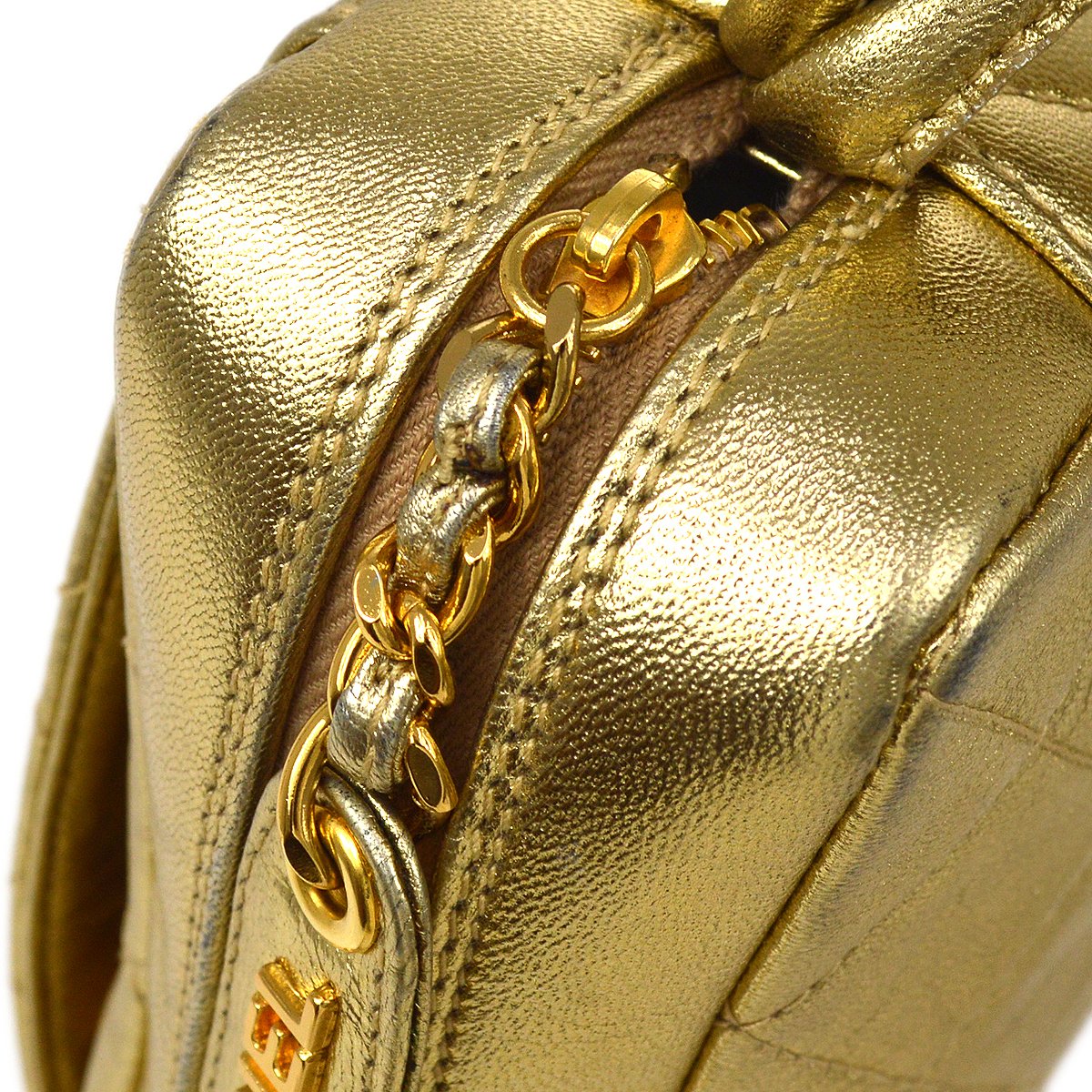 CHANEL 1996-1997 Gold Lambskin Pocket Camera Bag Mini