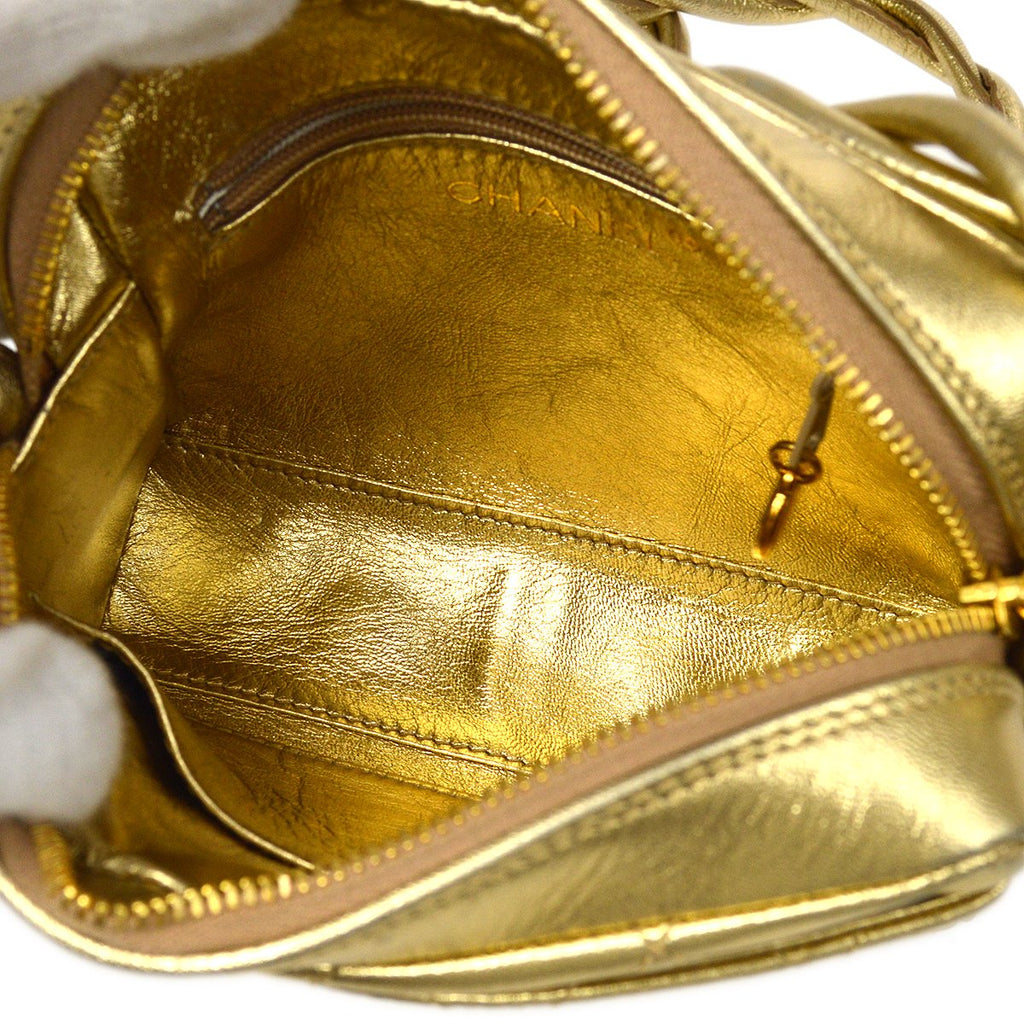 CHANEL 1996-1997 Gold Lambskin Pocket Camera Bag Mini