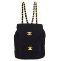 CHANEL * 1990s Black Velvet DUMA Backpack Medium