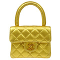 CHANEL 1994 Gold Lambskin Top Handle Bag Micro