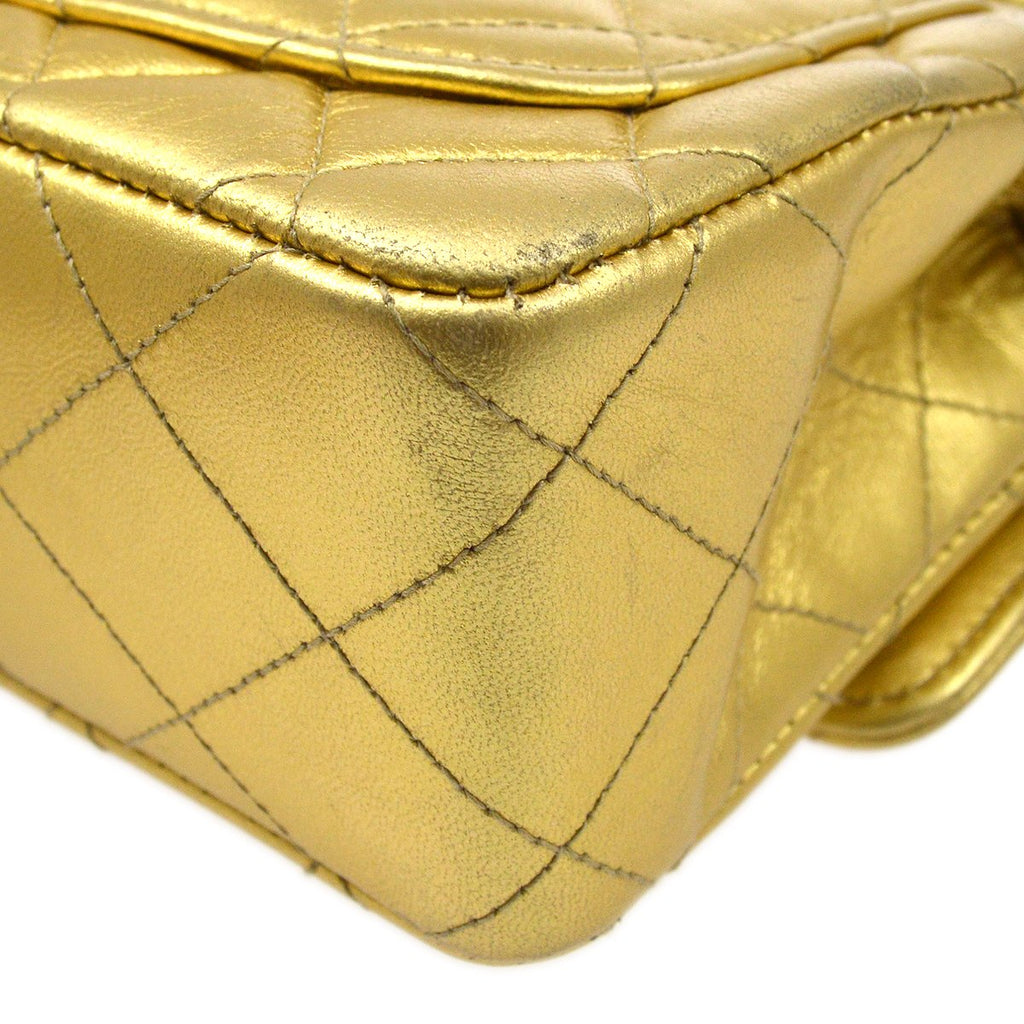 CHANEL 1994 Gold Lambskin Top Handle Bag Micro
