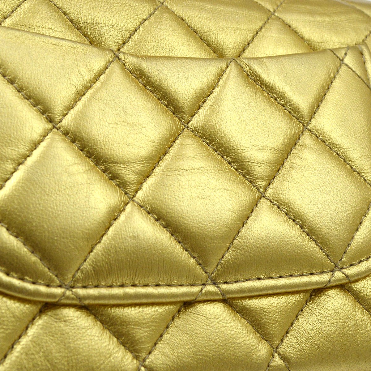 CHANEL 1994 Gold Lambskin Top Handle Bag Micro