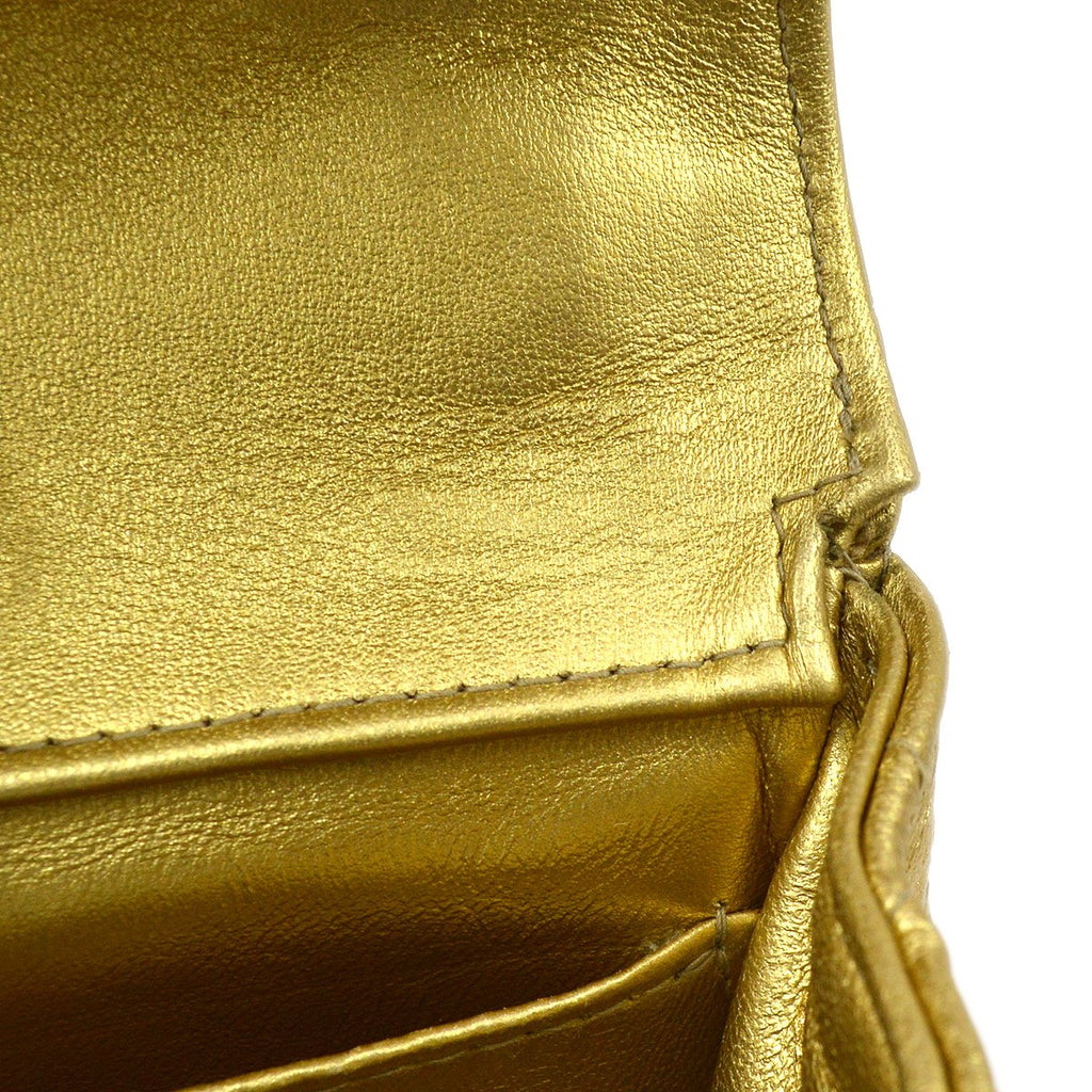 CHANEL 1994 Gold Lambskin Top Handle Bag Micro