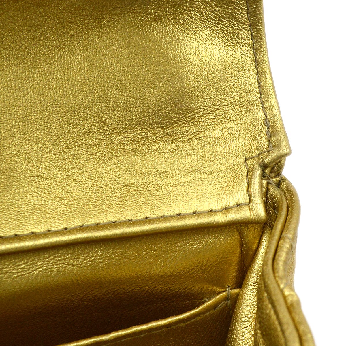 CHANEL 1994 Gold Lambskin Top Handle Bag Micro