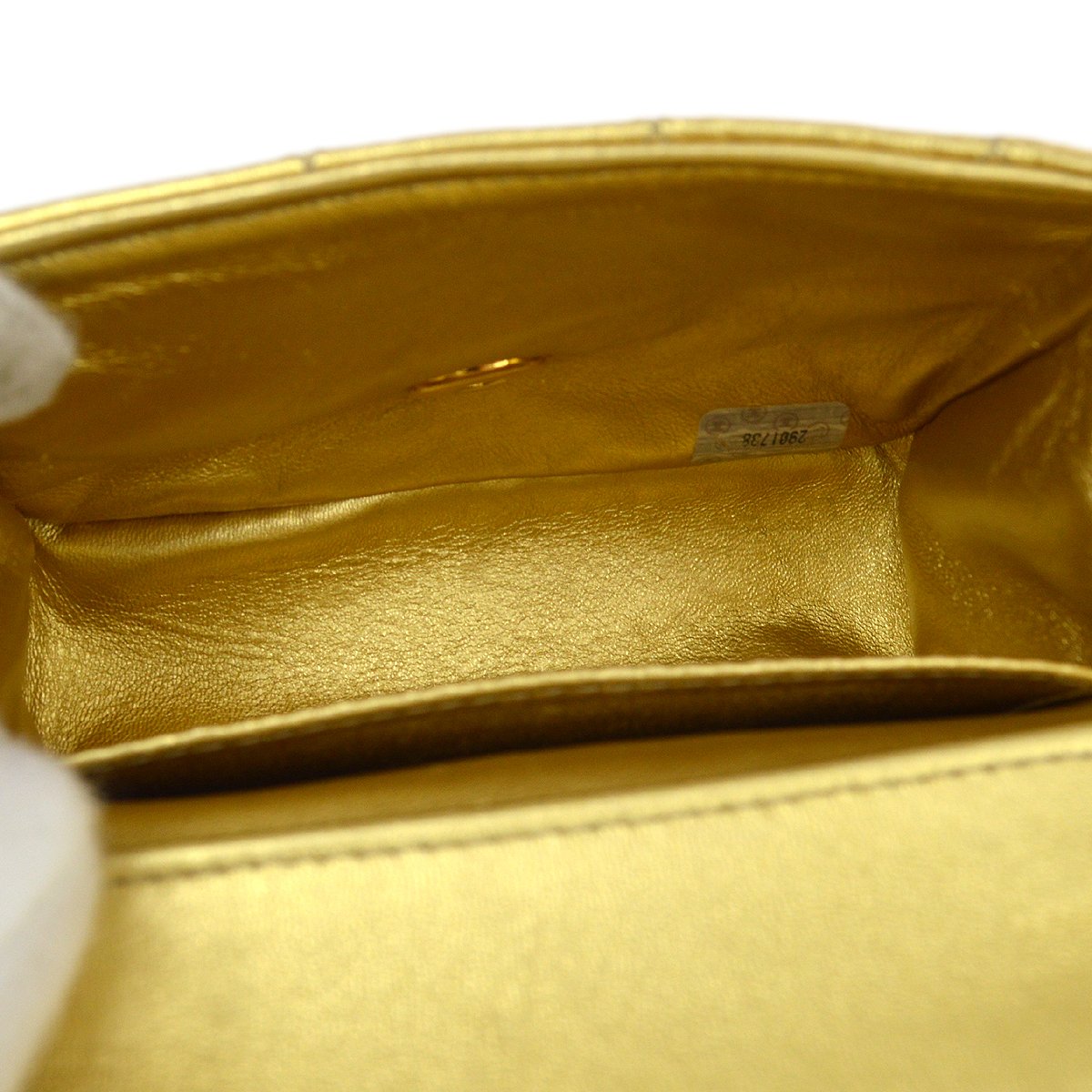 CHANEL 1994 Gold Lambskin Top Handle Bag Micro