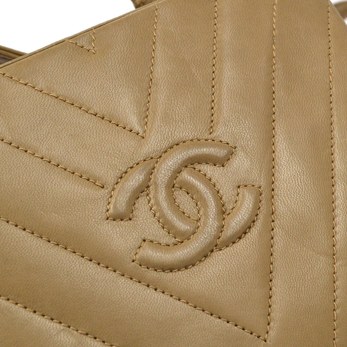 CHANEL 1997-1999 Chevron Box Bag Beige Lambskin