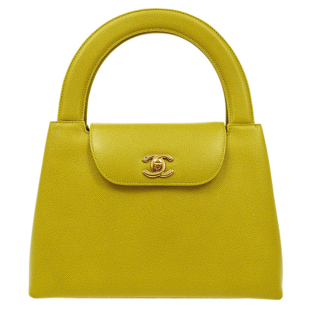 CHANEL 1997-1999 Shopping Bag Medium Green Caviar
