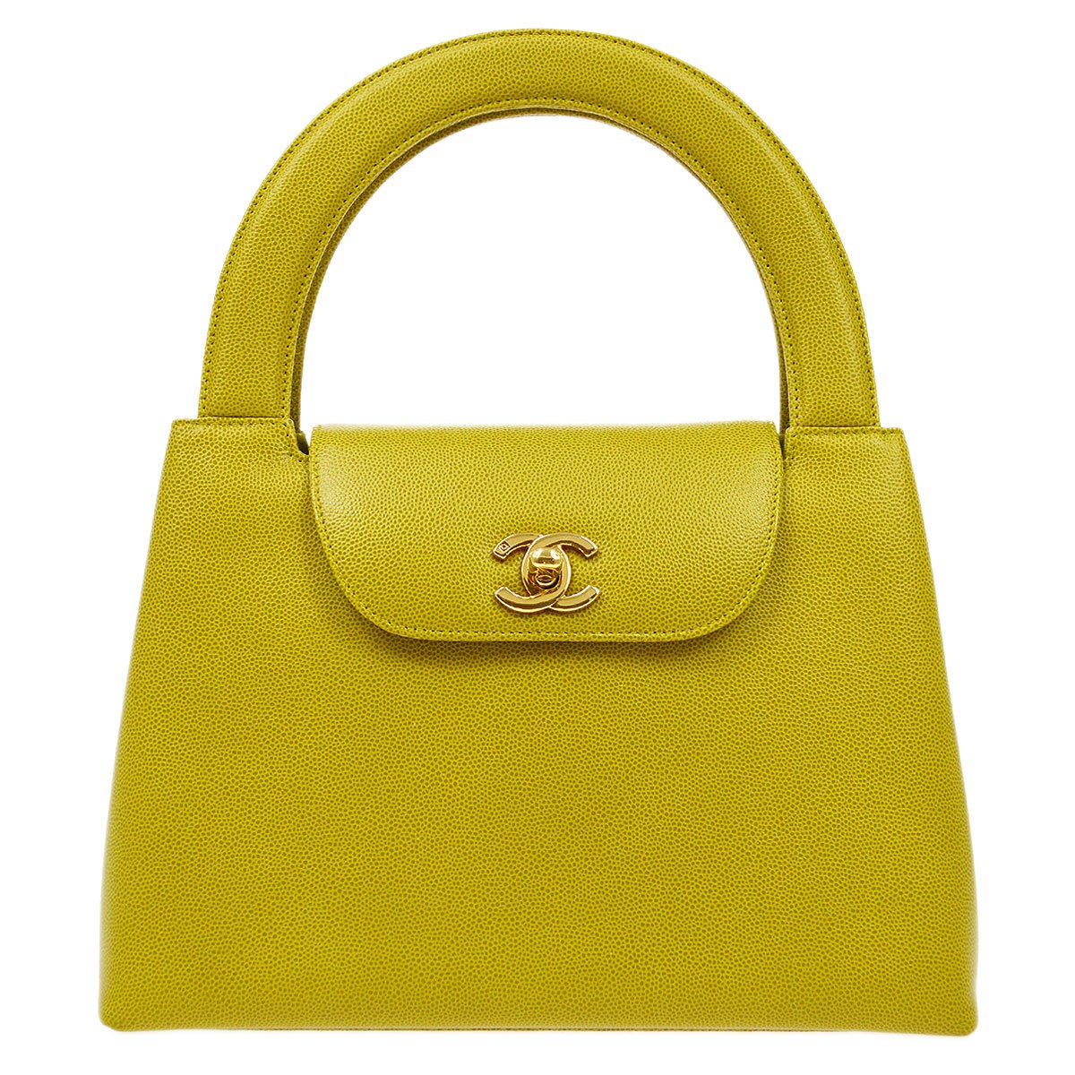 CHANEL 1997-1999 Shopping Bag Medium Green Caviar