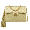 CHANEL 1991-1994 Beige Lambskin Quilted Pocket Camera Bag Large