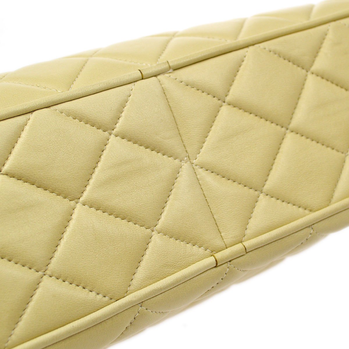CHANEL 1991-1994 Beige Lambskin Quilted Pocket Camera Bag Large