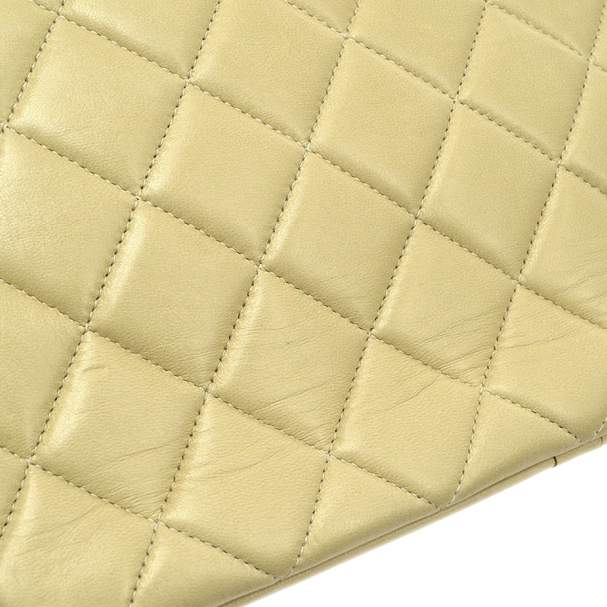 CHANEL 1991-1994 Beige Lambskin Quilted Pocket Camera Bag Large