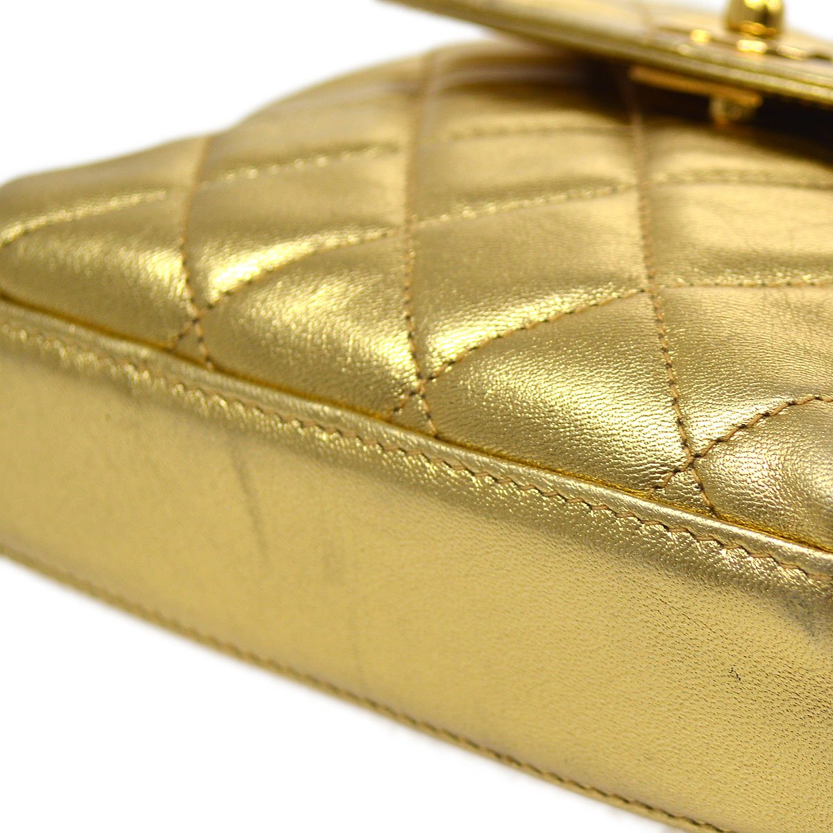 CHANEL 1996-1997 Chain Belt Bum Bag Gold Lambskin