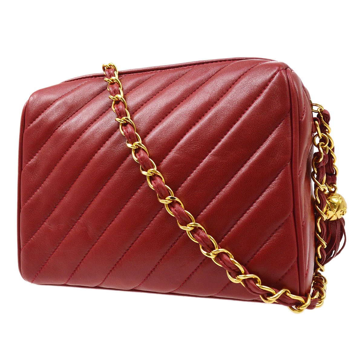 CHANEL 1994-1996 Red Lambskin Quilted Camera Bag Mini