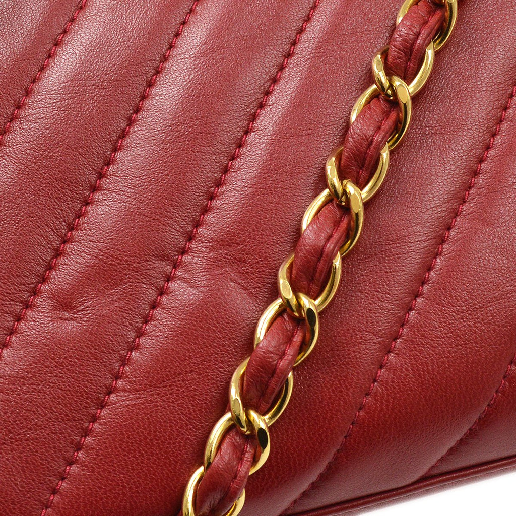 CHANEL 1994-1996 Red Lambskin Quilted Camera Bag Mini