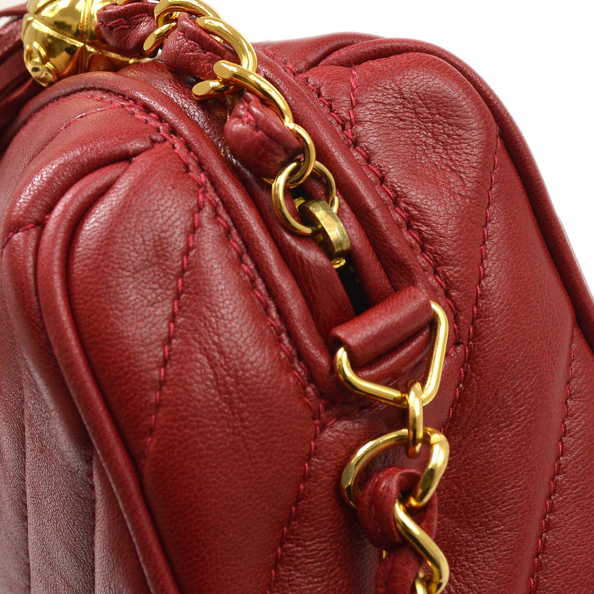 CHANEL 1994-1996 Red Lambskin Quilted Camera Bag Mini