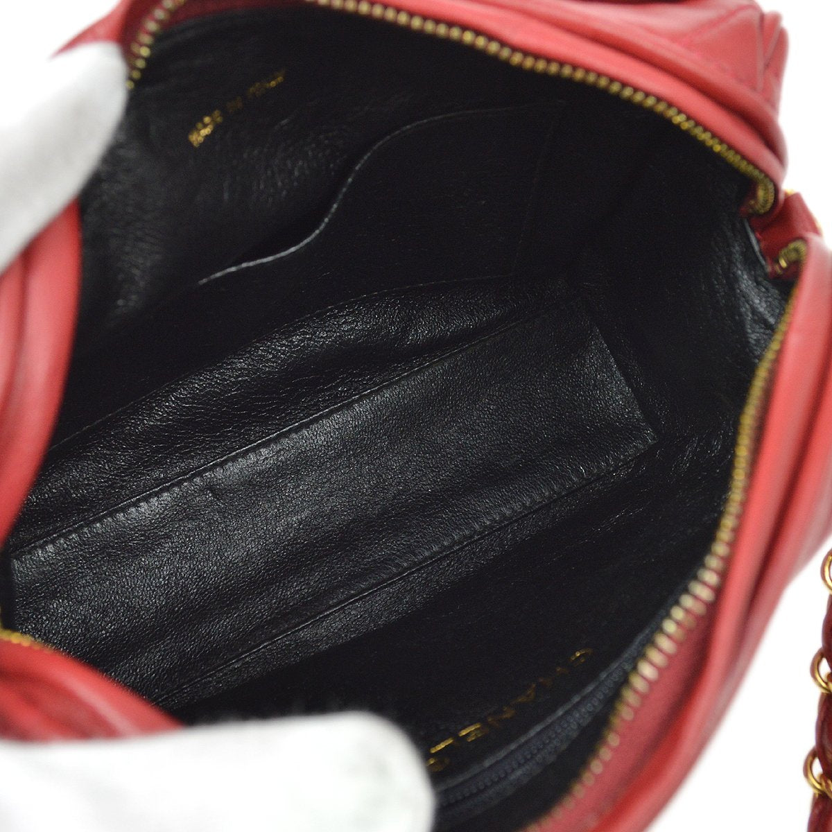 CHANEL 1994-1996 Red Lambskin Quilted Camera Bag Mini