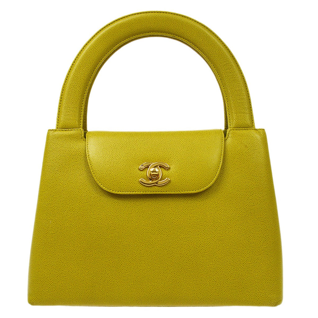 CHANEL 1997-1999 Shopping Bag Medium Green Caviar Skin