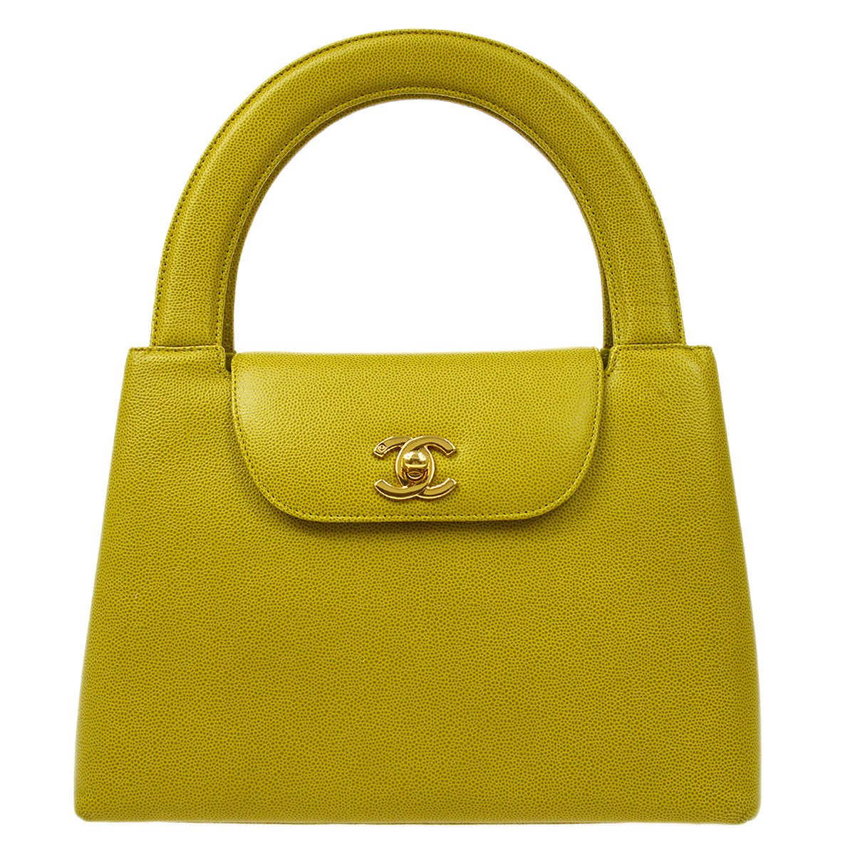CHANEL 1997-1999 Shopping Bag Medium Green Caviar Skin