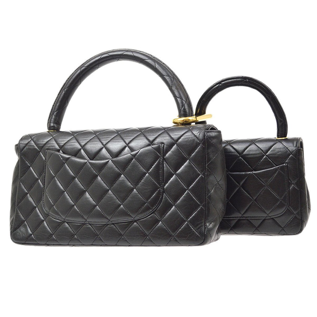 CHANEL 1994 Classic Flap Handbag Set Black Lambskin