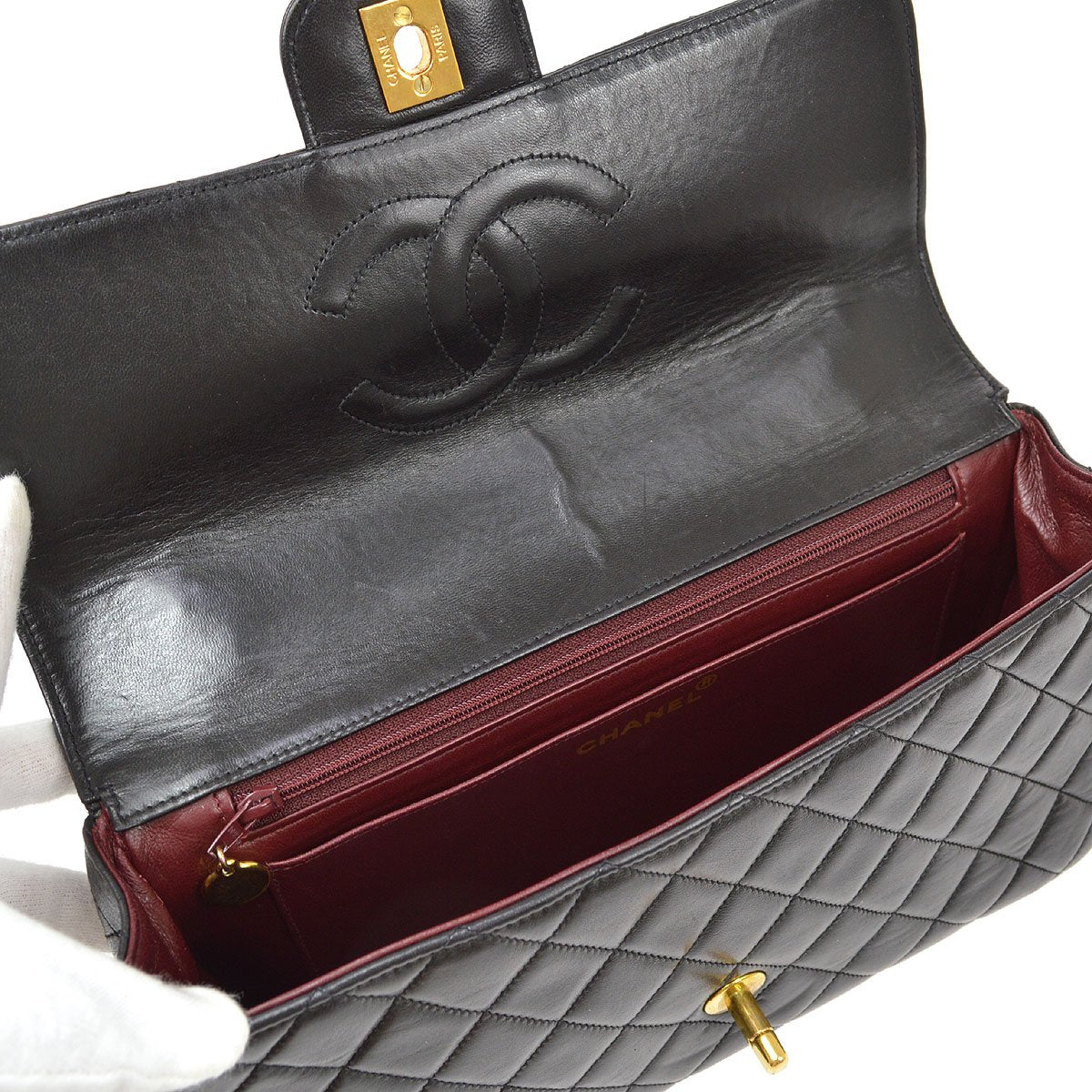 Chanel 1991-1994 Classic Flap Handbag Medium Black Lambskin