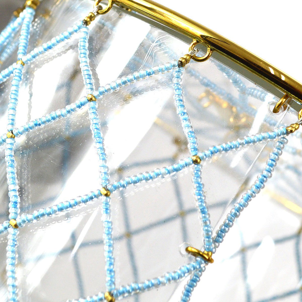 CHANEL 1990s Minaudiere Dreamcatcher Beaded Gold Transparent Round Circle Bag